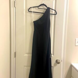 Lulus Divinely Dynamite Black One-Shoulder Maxi Dress